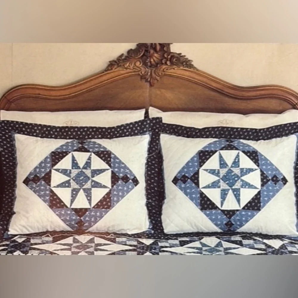 Vintage Quilt Patchwork Vintage Pattern Star Hand Crafted Handmade Blue White